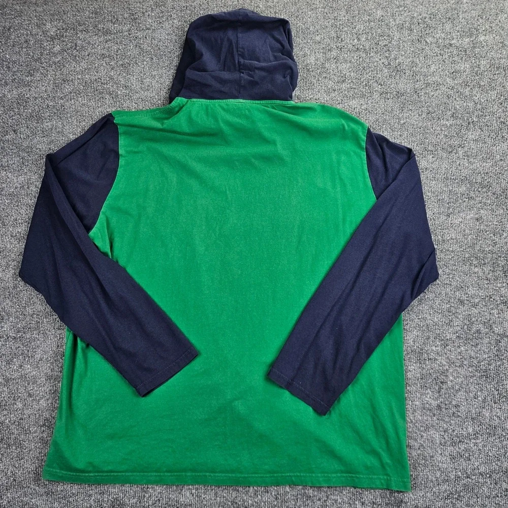 Polo Ralph Lauren Colorblock Hoodie Men XXL Green Navy Blue Lightweight Pullover